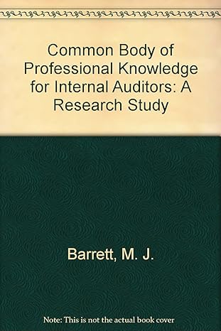 common body of professional knowledge for internal auditors a research study 1st edition m j barrett