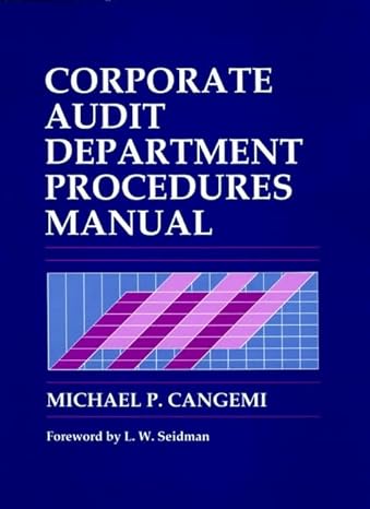 corporate audit department procedures manual 1st edition michael p cangemi 0471585475, 978-0471585473