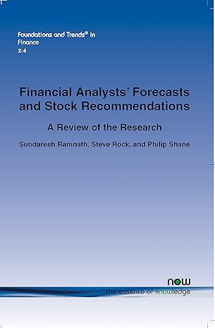 financial analysts forecasts and stock recommendations in finance 1st edition sundaresh ramnath ,steve rock