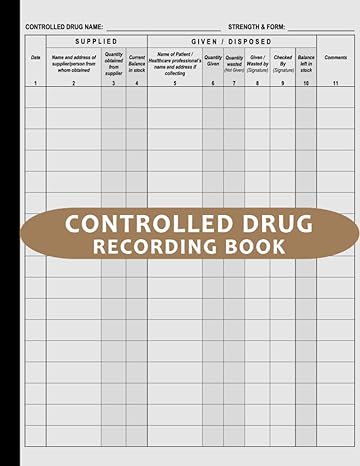 controlled drug recording book controlled drugs book register care home control medication record veterinary