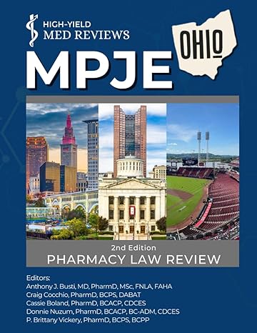 mpje ohio a pharmacy law review 1st edition high yield med reviews ,anthony j busti ,craig cocchio ,cassie