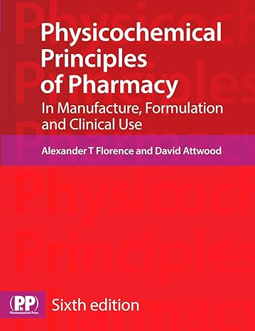 physicochemical principles of pharmacy in manufacture formulation and clinical use 6th edition alexander t