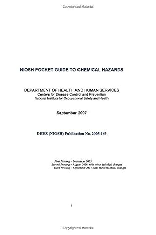 niosh pocket guide to chemical hazards 1st edition education and information division health and human