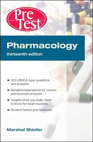 pharmacology pretest self assessment and review 13th edition marshal shlafer 0071623426, 978-0071623421
