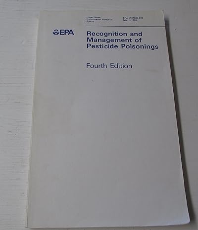 recognition and management of pesticide poisonings 4th edition donald p morgan 0160210313, 978-0160210310