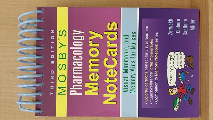 mosbys pharmacology memory notecards visual mnemonic and memory aids for nurses 3rd edition joann zerwekh edd