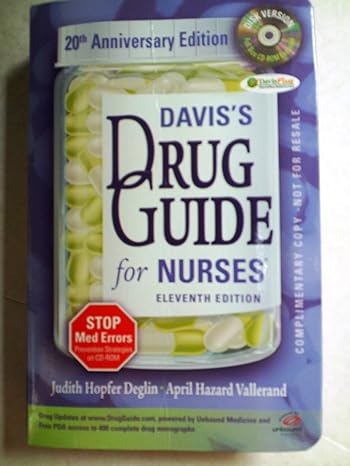 daviss drug guide for nurses 11th edition april hazard deglin, judith hopfer, vallerand 0803619138,