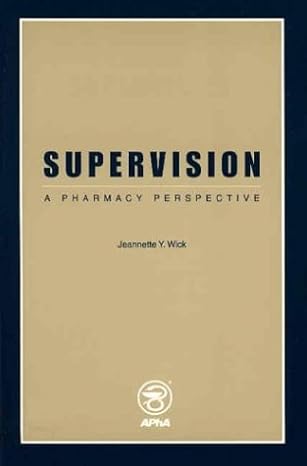 supervision a pharmacy perspective 1st edition jeannette y wick 1582120137, 978-1582120133