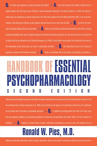 handbook of essential psychopharmacology 2nd edition dr ronald w pies m d 1585621684, 978-1585621682