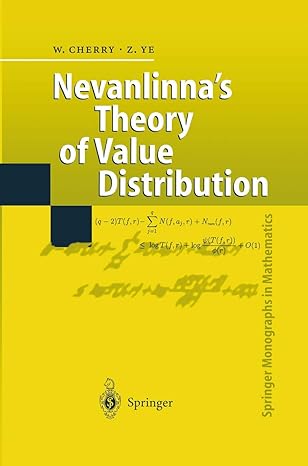 nevanlinnas theory of value distribution the second main theorem and its error terms 1st edition william