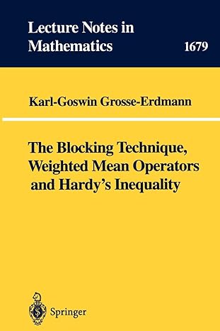 the blocking technique weighted mean operators and hardys inequality 1998th edition karl goswin grosse
