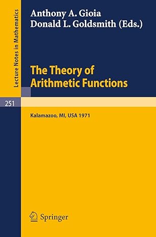 the theory of arithmetic functions proceedings of the conference at western michigan university april 29 may