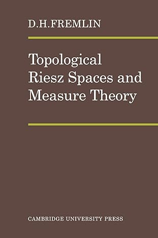 topological riesz spaces and measure theory 1st edition d h fremlin 0521090318, 978-0521090315