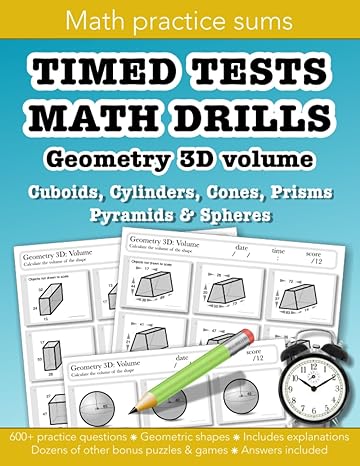 timed tests math drills geometry 3d volume cuboids cylinders cones prisms pyramids and spheres education
