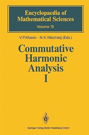 commutative harmonic analysis i general survey classical aspects 1st edition v p khavin ,n k nikol'skij ,d