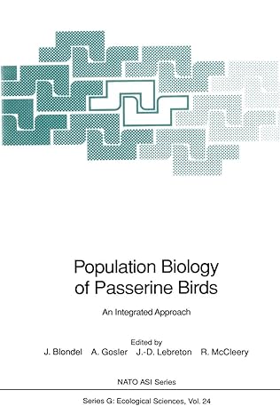 population biology of passerine birds an integrated approach 1st edition jacques blondel ,orlando ragnisco