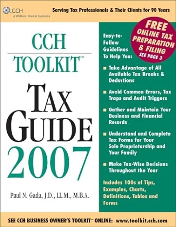 cch toolkit tax guide 2007 1st edition paul n gada jd llm mba 0808014730, 978-0808014737