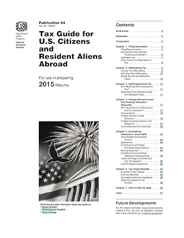 publication 54 tax guide for u s citizens and resident aliens abroad 1st edition u s internal revenue service