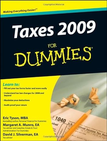 taxes 2009 for dummies 1st edition eric tyson ,margaret a munro ,david j silverman b003156afu