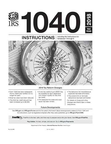 1040 instructions tax year 2018 1st edition u s internal revenue service 1792055986, 978-1792055980