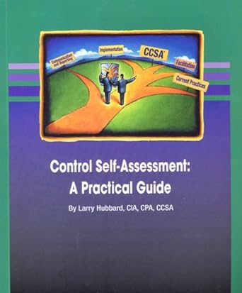 control self assessment a practical guide 1st edition larry hubbard 0894134418, 978-0894134418