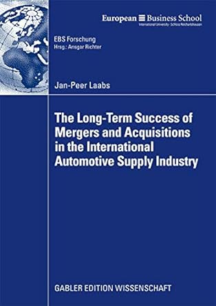the long term success of mergers and acquisitions in the international automotive supply industry 2009