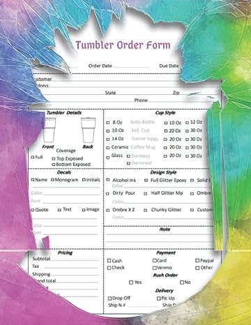 tumbler order form track tumbler order small business order tracking organizer form order form book for