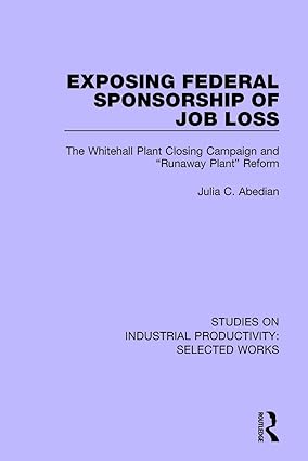 exposing federal sponsorship of job loss the whitehall plant closing campaign and runaway plant reform 1st