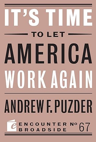 it s time to let america work again 1st edition andrew f. puzder 1641771623, 978-1641771627
