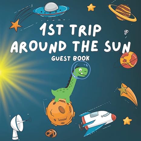 1st trip around the sun guest book space universe birthday party sign in book for guests galaxy theme 1st