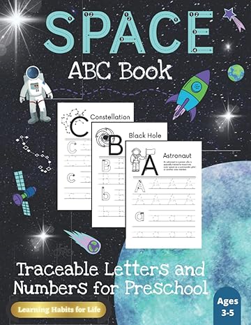 space abc book traceable letters and numbers for preschool 1st edition busy me b09x49zwf8, 979-8414036357