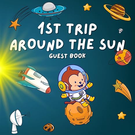 1st trip around the sun guest book outer space birthday party sign in book for guests galaxy theme 1st