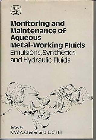 monitoring and maintenance of aqueous metal working fluids 1st edition chater k w a ,r w stephens ,k w a