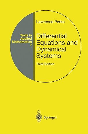 differential equations and dynamical systems 3rd edition lawrence perko 0387951164, 978-0387951164