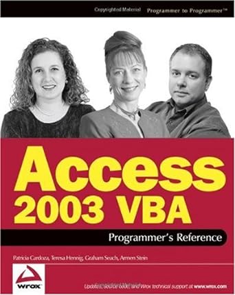 access 2003 vba programmers reference 1st edition patricia cardoza ,teresa hennig ,graham seach ,armen stein
