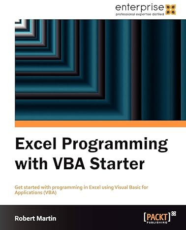 excel programming with vba starter 1st edition robert martin 1849688443, 978-1849688444