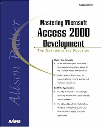 mastering microsoft access 2000 development 1st edition alison balter 0672314843, 978-0672314841