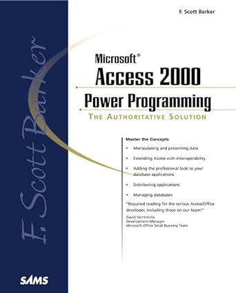 f scott barkers microsoft access 2000 power programming 1st edition f scott barker