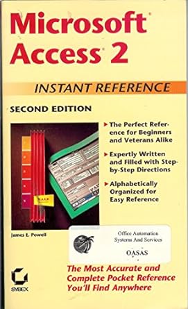 microsoft access 2 instant reference subsequent edition james e powell