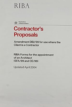 contractors proposals amendment db2/99 for use where the client is a contractor 2rev edition  1859461492,