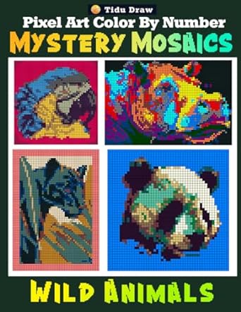 mystery mosaics pixel art color by number wild animals extreme challenges coloring quest with 40 dazzling