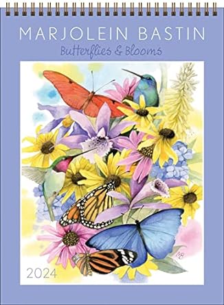 marjolein bastin 2024 wall calendar butterflies and blooms 1st edition marjolein bastin 1524878960,