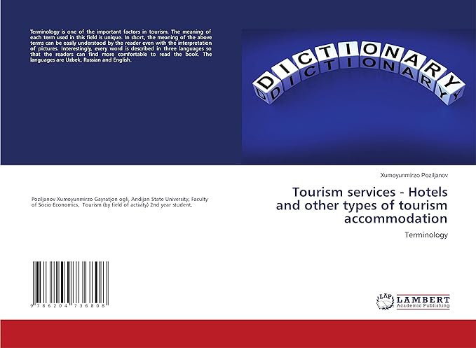 tourism services hotels and other types of tourism accommodation terminology 1st edition xumoyunmirzo