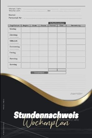 stundennachweis wochenplan 53 wochen aquivalent stundenzettel arbeitszeiterfassung stundennachweis