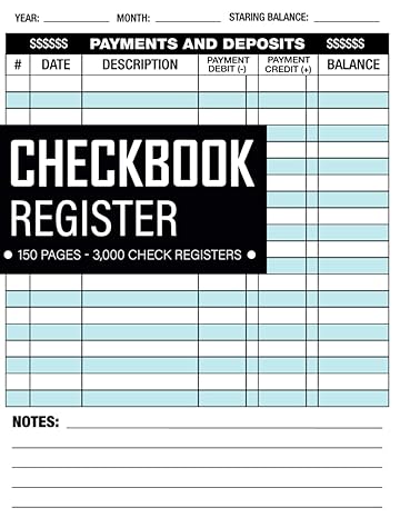 checkbook register 150 pages 3 000 check registers ideal for personal/business use large size 8 5 x 11 