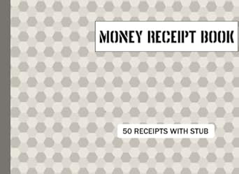 money receipt book 50 receipts with stub to record any type of payment for small business and private