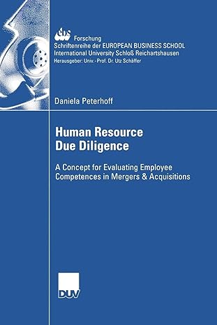 human resource due diligence a concept for evaluating employee competences in mergers and acquisitions 1st