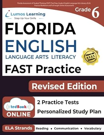 florida assessment of student thinking test prep grade 6 english language arts literacy practice workbook and