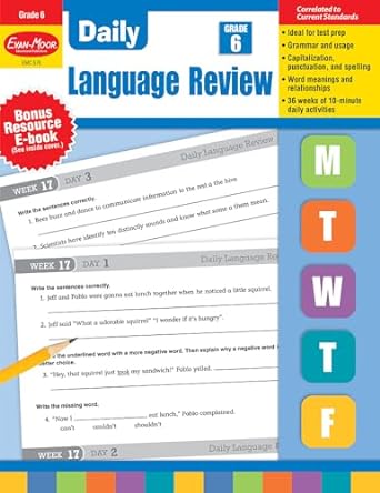 evan moor daily language review grade 6 actvities homeschooling and classroom resource workbook reproducible