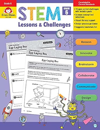 evan moor stem lessons and challenges grade 6 homeschooling and classroom resource workbook life earth and